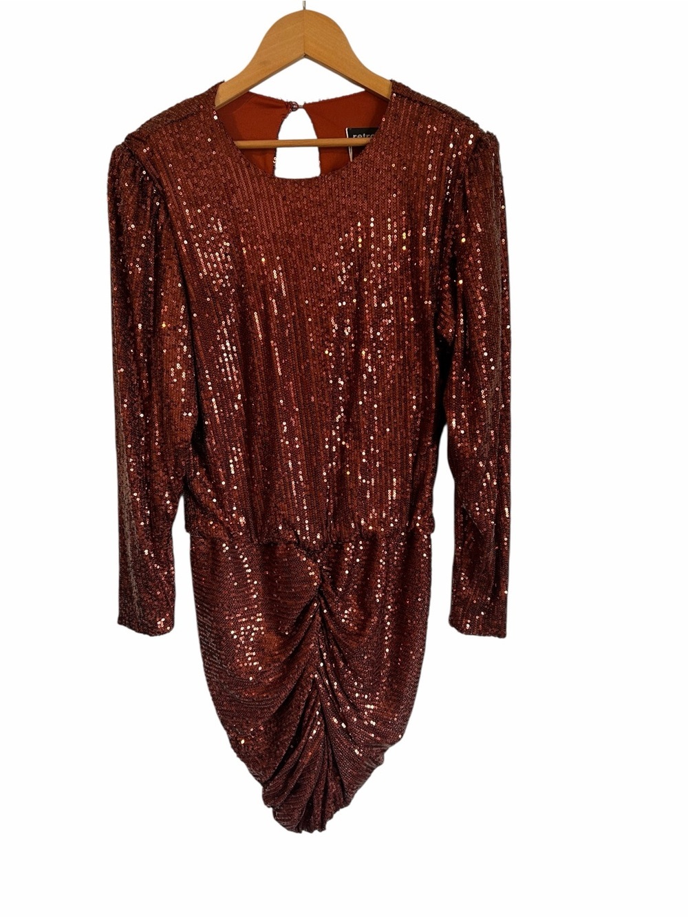 Retrofete Flynn Ruched Sequin mini Dress in Copper - Picture 2 of 7